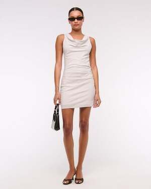 Women's Cowl Neck Draped Mini Dress